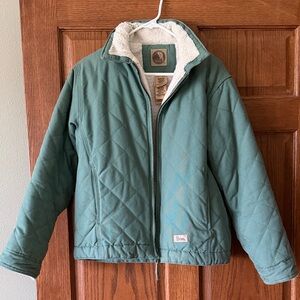 Women’s Green Quilted, Sherpa lined Coat, size M